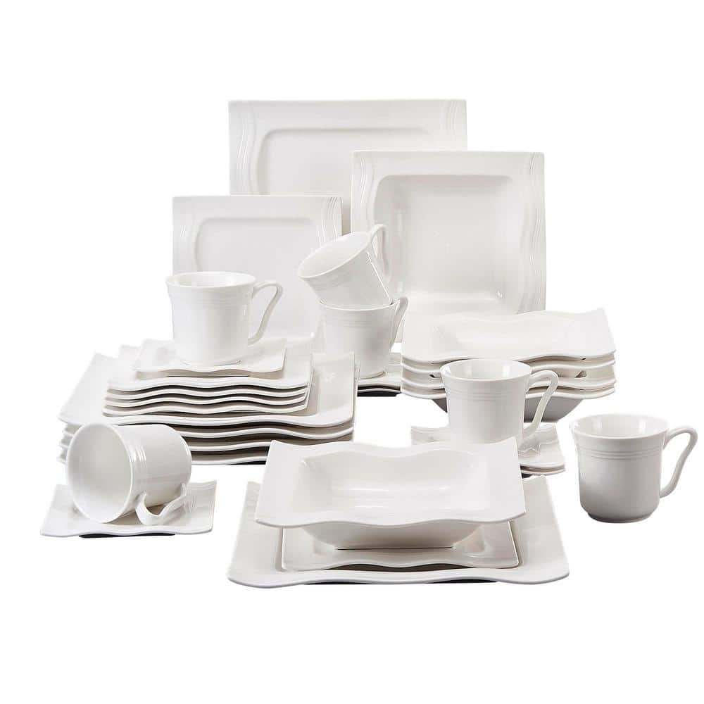 MALACASA Plates and Bowls Sets, 30 Piece Square Guinea