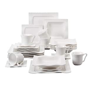 Mario 30-Piece Modern Ivory White Porcelain Dinnerware Set (Service for 6)