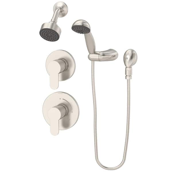 Symmons Identity 2-Handle Shower Faucet Trim Kit with Hand Shower in Satin Nickel (Valve Not Included)