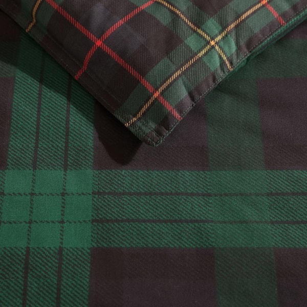 Woodland Tartan Green Plaid Cotton Comforter Set