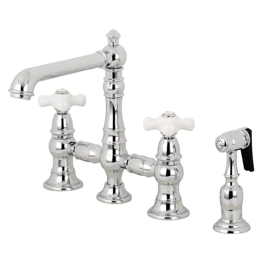 Reviews for Kingston Brass English Country 2Handle Bridge Kitchen Faucet with Side Sprayer in