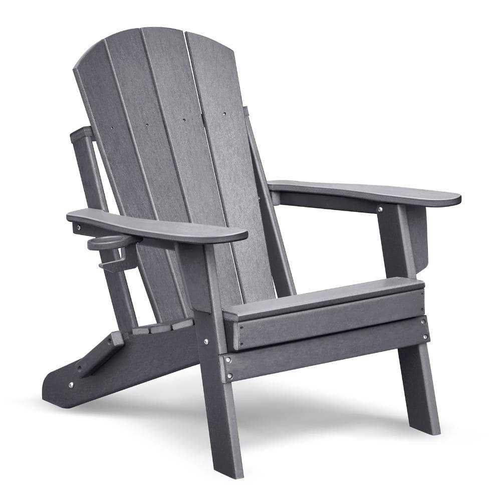 25 in. x 22 in.Grey Folding HDPE All-Weather Outdoor Adirondack