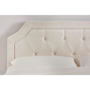 Vinedale Biscuit Beige Upholstered Twin Platform Bed with Notch Back and Tufting (39.2 in W. X 38.80 in H.)