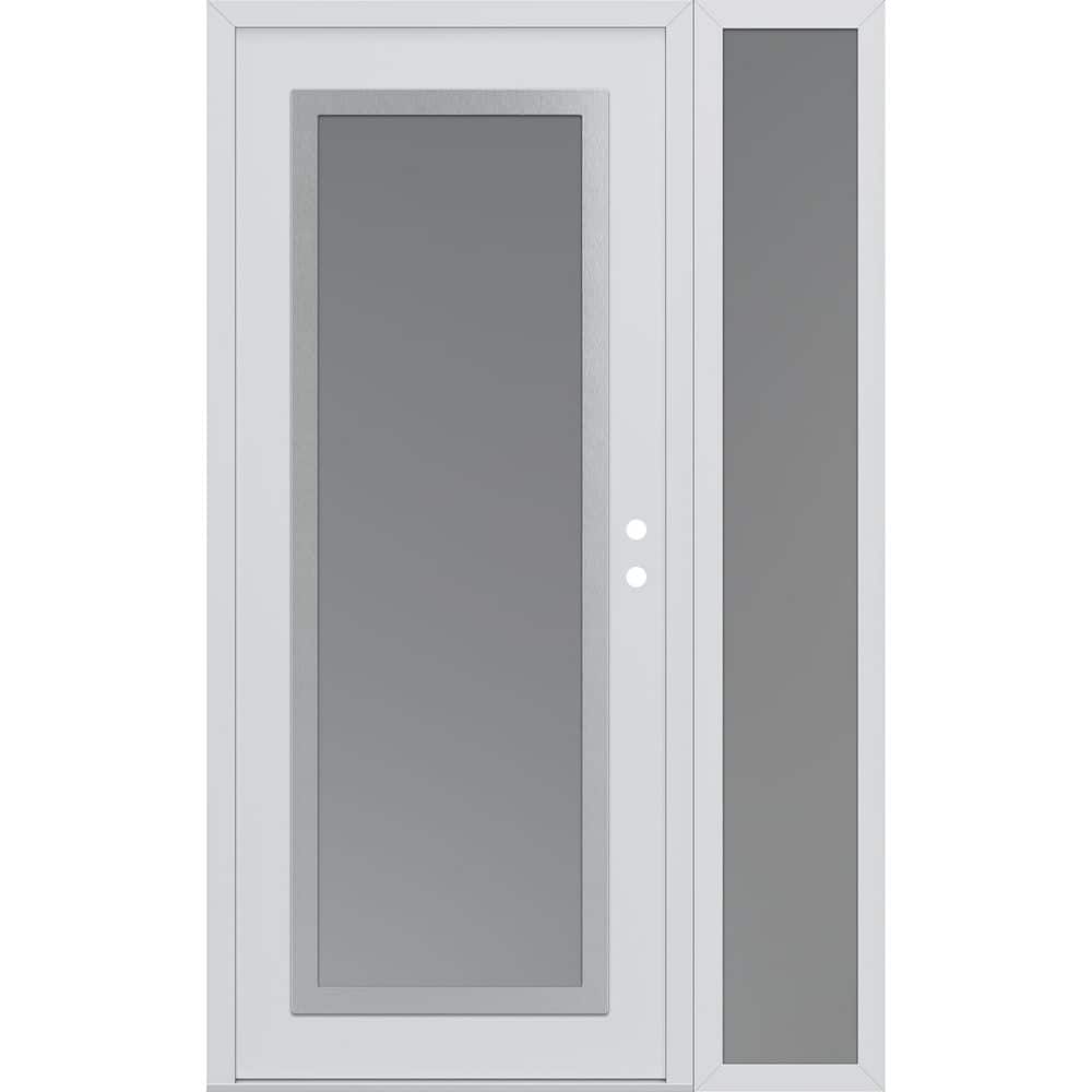 C1 48 in. x 80 in. Silver P Left-Hand/Inswing Frosted Glass White/White Sidelite Steel Prehung Front Door price history on PriceWatchPro