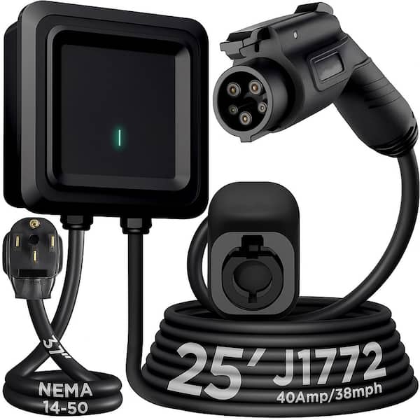25 ft. 240-Volt Level 2 EV Charger with 40 Amp, 9.6 kW, NEMA 14-50 Plug, J1772 Cable, Wi-Fi, UL & ETL Certified