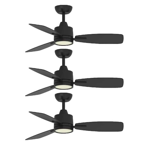 S3 Series 3-Pack 42 in. LED Light Black and Ceiling Fan with Remote, Reversible Quiet DC Motor for Bedroom Living Room