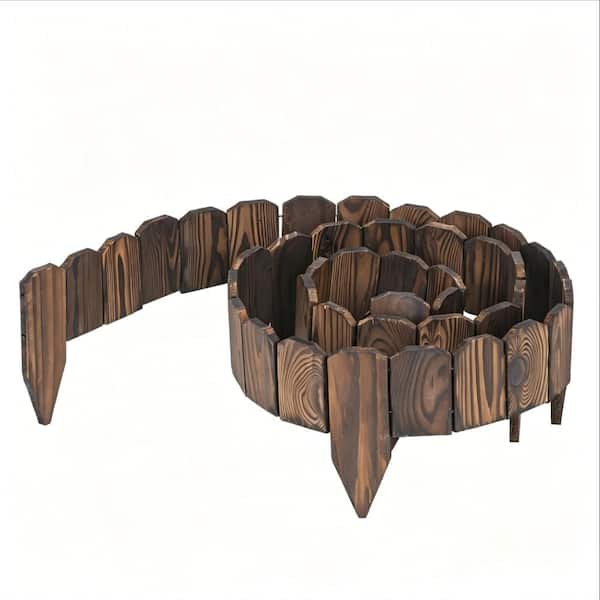 9.6 ft L x 3.9 in H Wood Landscape Edging Border Flexible Low Profile Brown 1 Pack