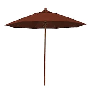 9 ft. Woodgrain Aluminum Commercial Market Patio Umbrella Fiberglass Ribs and Push Lift in Terracotta Olefin