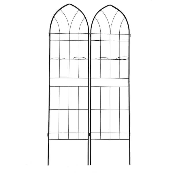 GAWEZA 78 .7 in. Metal 2 Pack Garden Trellis in Black