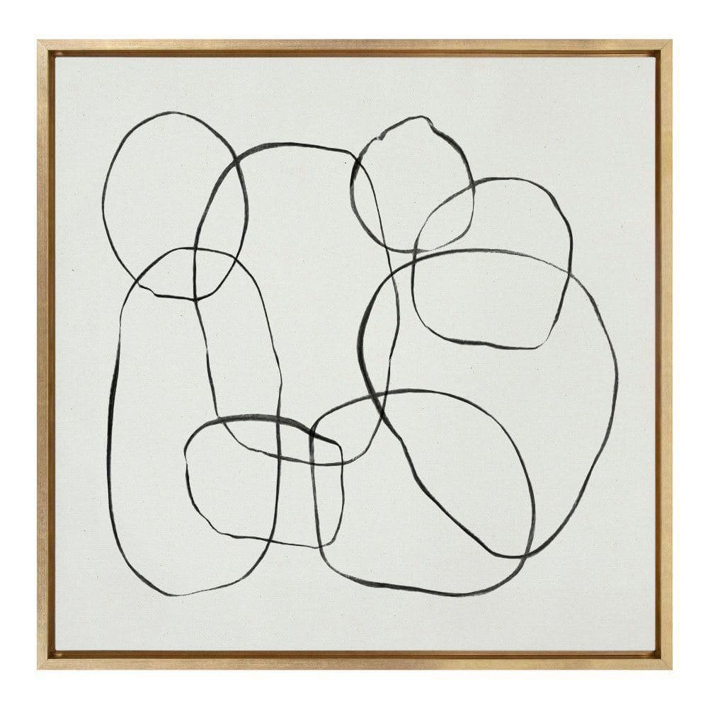 30" x 30" Bright Gold Framed Abstract Canvas Art