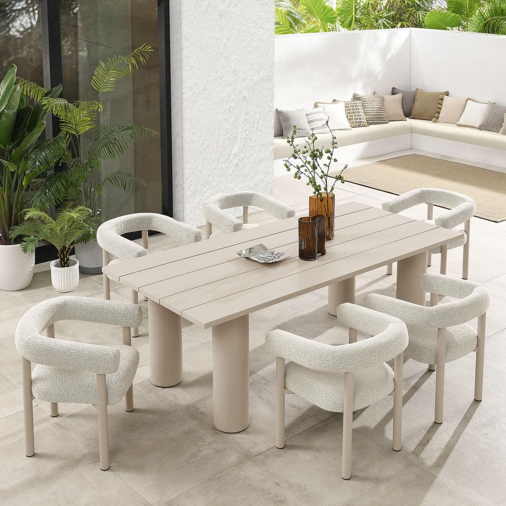 Nautica 7-Piece Outdoor Rectangular Wood Dining Set with 6-Seats in Ivory Taupe price history on PriceWatchPro