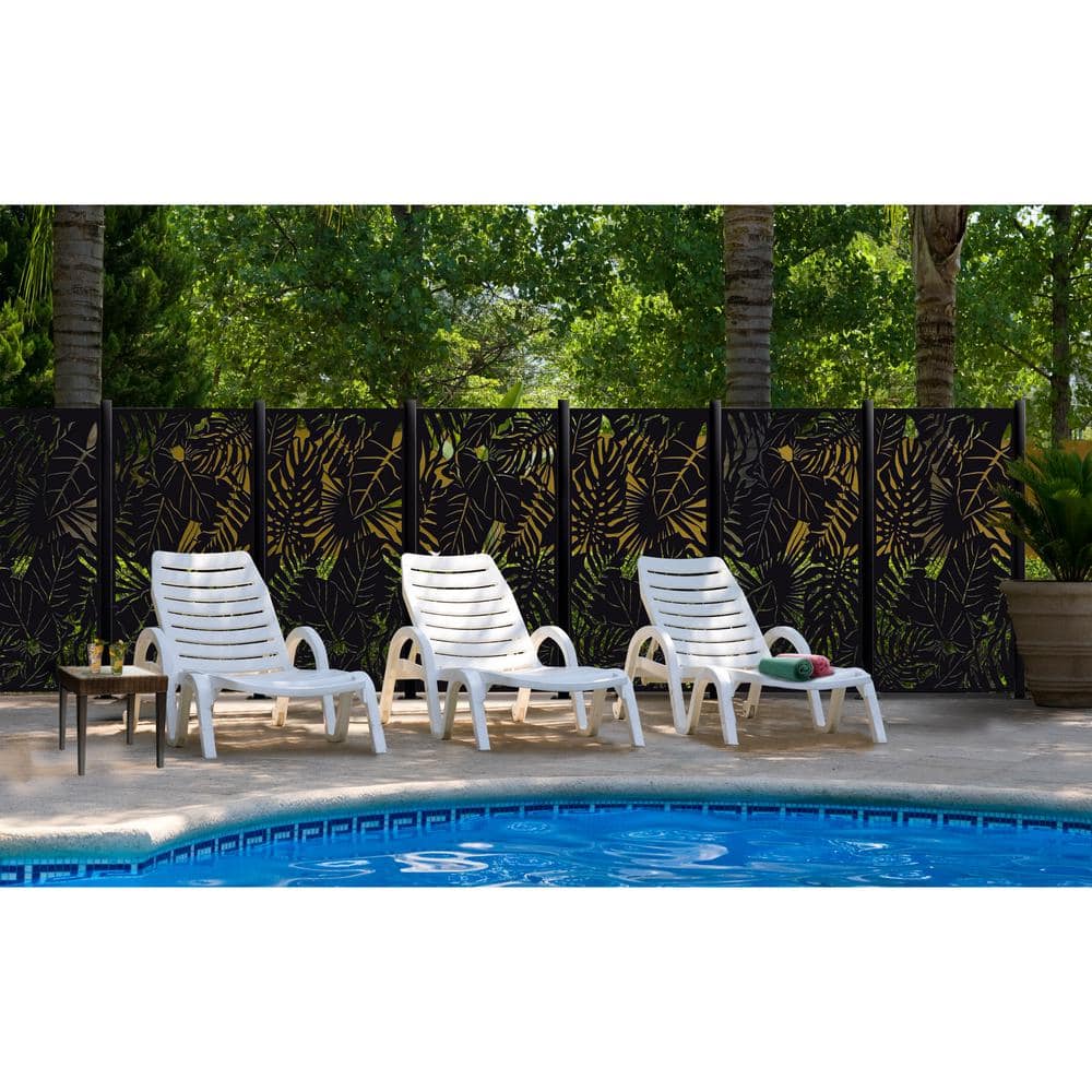 Rainforest Black Galvanized Steel Decorative Privacy Panel, 3' x 6'