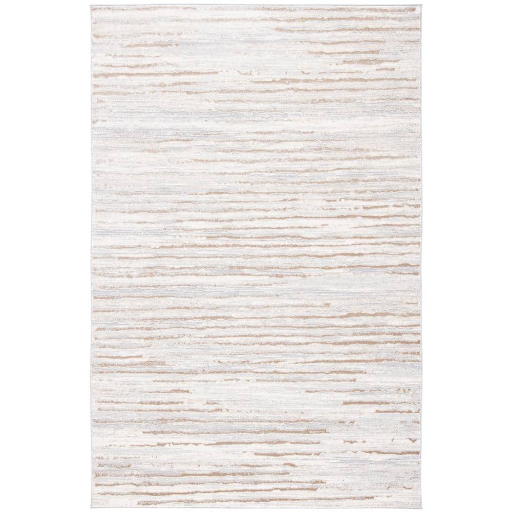 Hand-Knotted Gray Abstract Cotton Synthetic Rug, 5-5 X 7-7