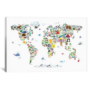 18 x 24 inch Laminated UNCLE WU Wall World Map Poster for Kids Double Side Learning World Map for Classroom Home 