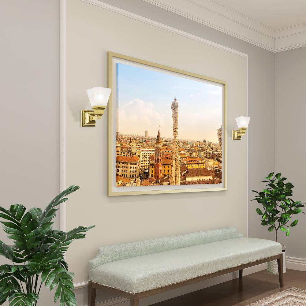 Polished Brass Wall Sconce with Satin Glass Shade