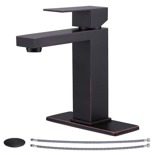 VEVETTA Single Handle Single Hole Bathroom Faucet with Pop-Up Drain and ...