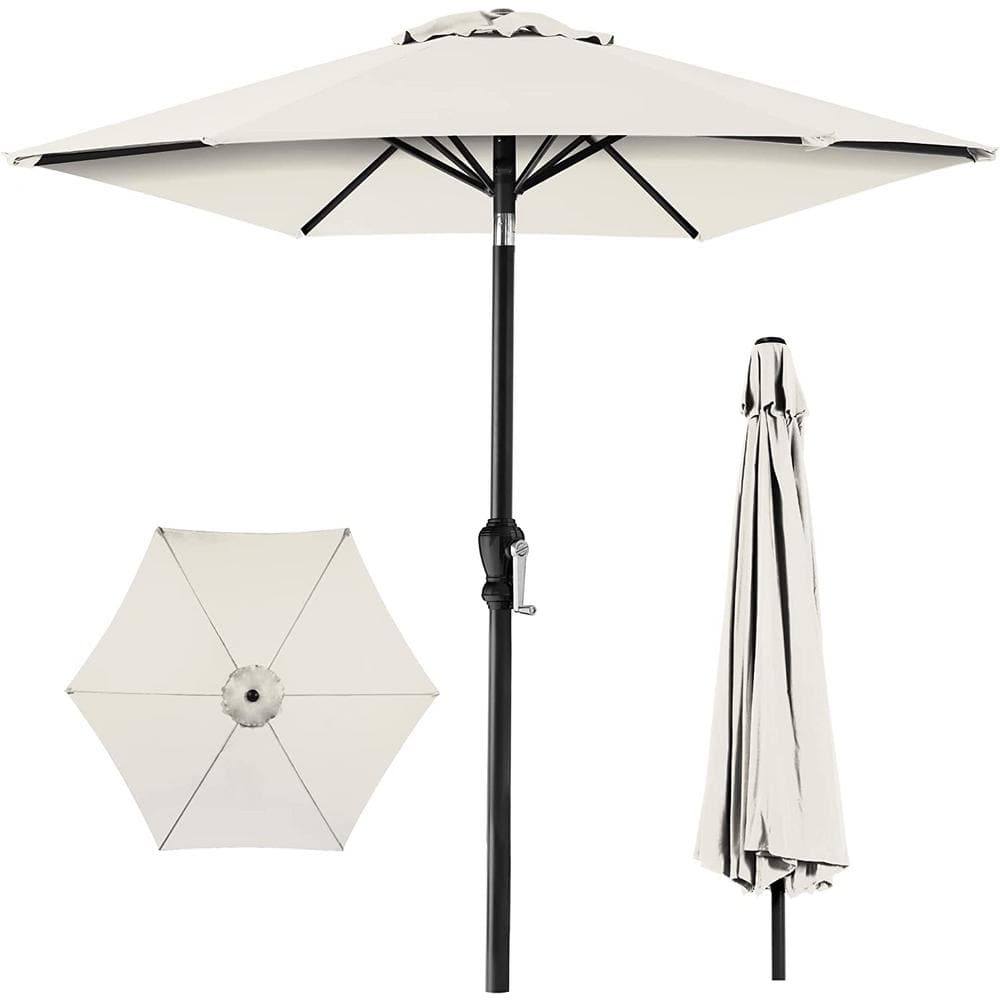 10ft Outdoor Steel Polyester Market Patio Umbrella w/Crank, Easy Push Butto