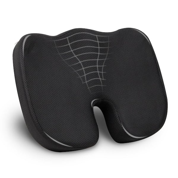 Black Memory Foam Ergonomic Office Chair Cushion with Air-Cloud Technology 18 in. L x 13.5 in. W x 2.75 in. H