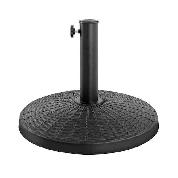 Black Resin and Concrete Outdoor 22 lb. 18 in. Round Patio Umbrella Base, for Φ1.5 in. Umbrella Poles