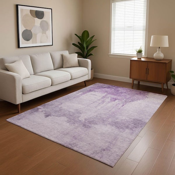 Mayfield Premium Machine Washable Abstract AMF1791 Lavender 8 ft. x 10 ft. Area Rug
