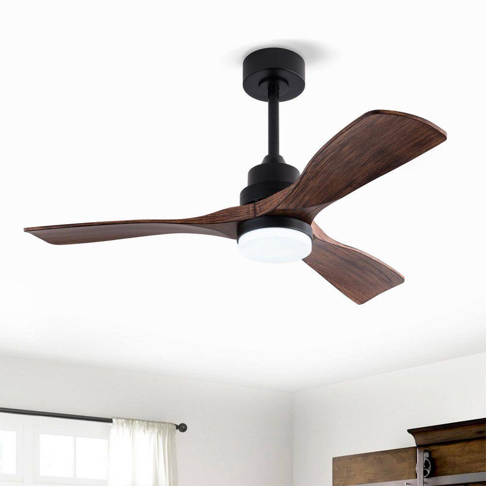 42 in. Smart Black 6-Speed Brown Blades 2-Size Downrod Mount Standard Ceiling Fan with 3-Color Dimmable LED Light price history on PriceWatchPro