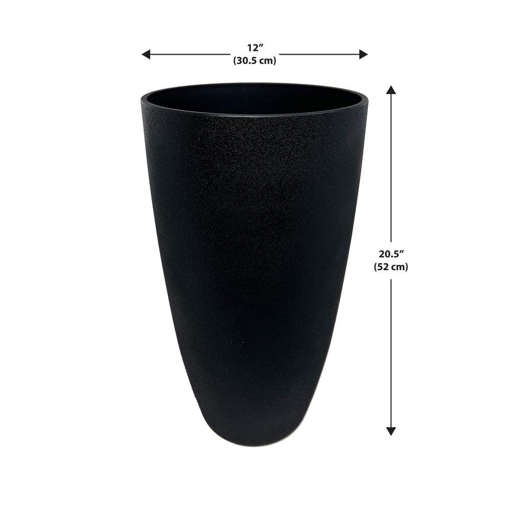 20" Black Curved Vase Outdoor Planter