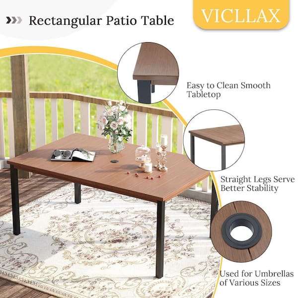 YAMA Table ウォルナット vicllax 63 in. Walnut Rectangular Outdoor Patio Dining Table for 6