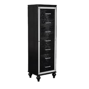 16.73 in. Black 7-Drawer Wooden Chest of Drawers
