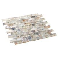 Zalo Haven Brown 1-in. x 2-in. Subway Brick Joint Matte/Polished Glass Wall and Floor Mosaic Tile (5 sq. ft./Case)