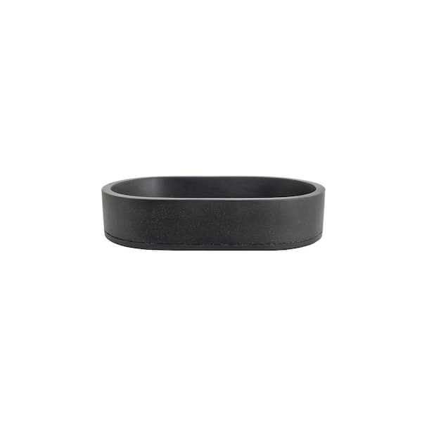 Uri Oval Concrete Vessel Bathroom Sink in Terrazzo Black