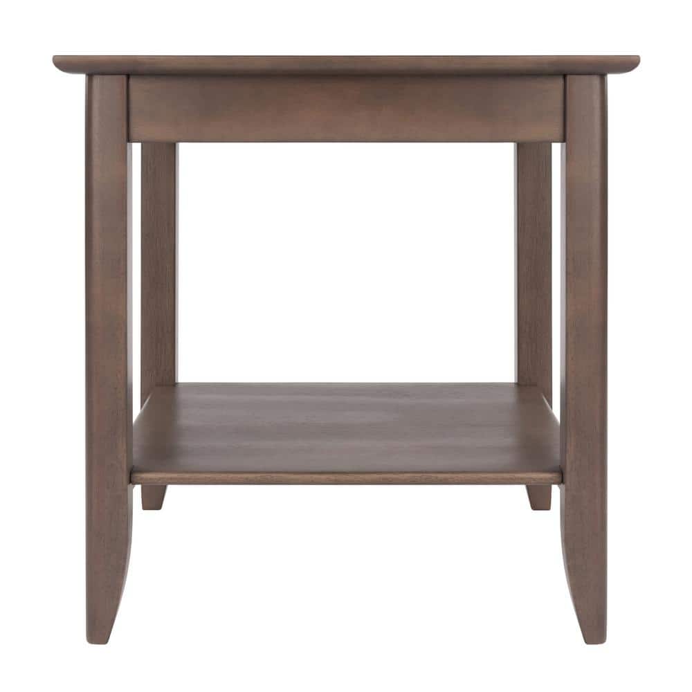Santino Square Wood End Table in Oyster Gray with Darker Inlay