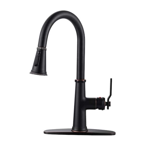 iSpring Chrome 1-Handle Deck-Mount Pull-Out Handle Kitchen Faucet (Deck Plate Included)