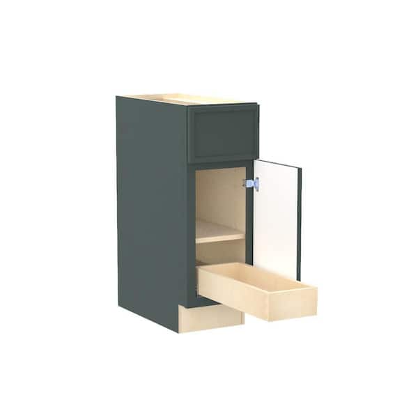 Home Decorators Collection Franklin 15 in. W x 24 in. D x 34.5 in. H Assembled Plywood Base Kitchen Cabinet in Verdant Green with 1ROT SoftClose RH