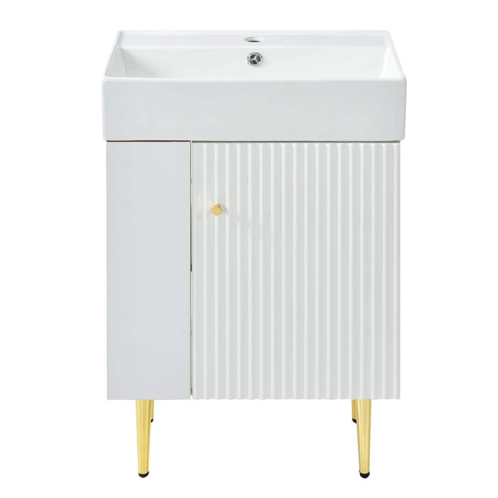 21.6 in. W x 12.2 in. D x 33.9 in. H Single Freestanding Bath Vanity in Whi