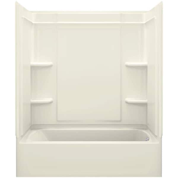 STERLING Ensemble Medley 60 in. x 31.25 in. x 74.25 in. 4-piece Tongue and Groove Tub Wall in Biscuit