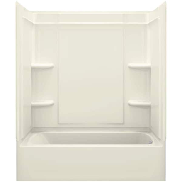 STERLING Ensemble Medley 60 in. x 30.25 in. x 77 in. Rectangular Tub/ Shower Combo Unit in Biscuit