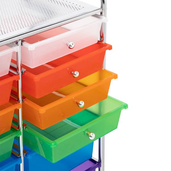 12 Drawers Rolling Cart Storage Scrapbook Paper Organizer Bins-Deep  Multicolor