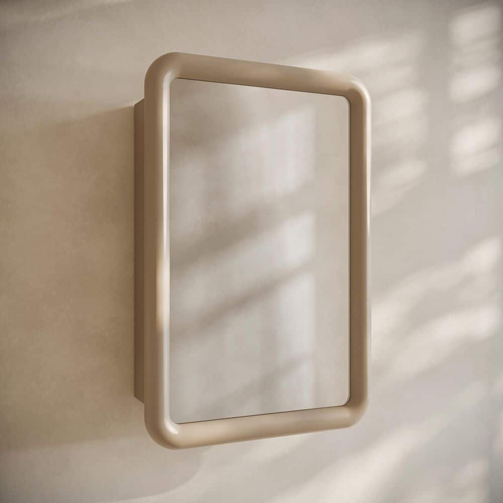 Plaisir 18 in. W x 27 in. H Recessed/Wall Mount Rectangular Medicine Cabinet with Mirror in Sand price history on PriceWatchPro