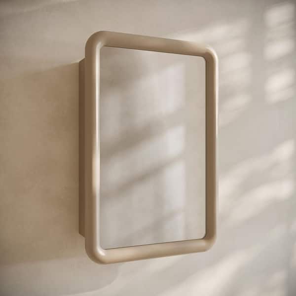 Plaisir 18 in. W x 27 in. H Recessed/Wall Mount Rectangular Medicine Cabinet with Mirror in Sand
