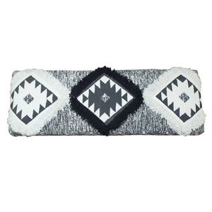Southwest 18 in. Black and White Cotton Strong Wooden Bench