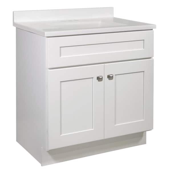 Design House Brookings 31 in. 2-Door Bath Vanity in White with Camilla White on White Cultured Marble Vanity Top (Ready to Assemble)