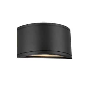Tube 1-Light Black LED Indoor or Outdoor Half Wall Cylinder Light