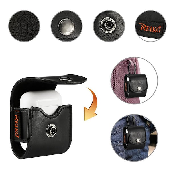 ★Adererror★Hobo AirPods pouch LEATHER REIKO leather Case for Airpods with Carabiner in Black HP106