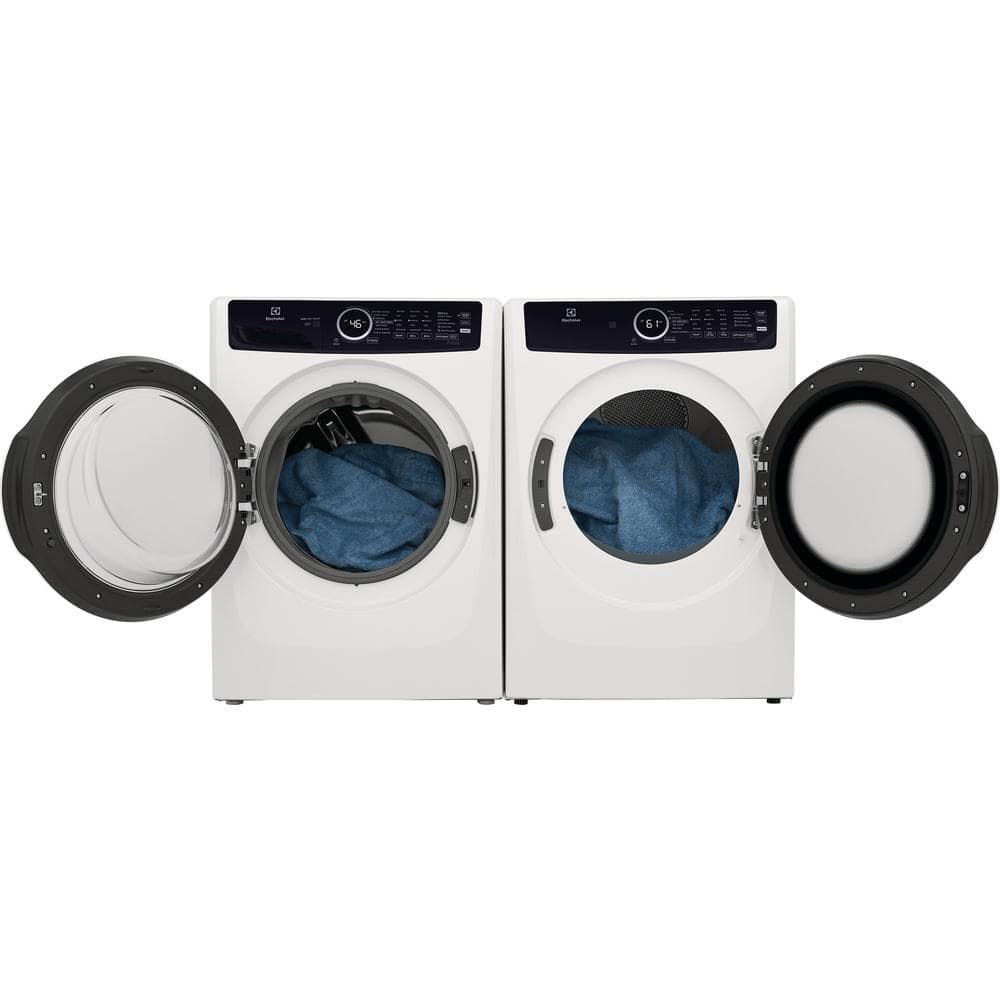 White Energy Star Front Load Electric Dryer with Steam and Moisture Sensing