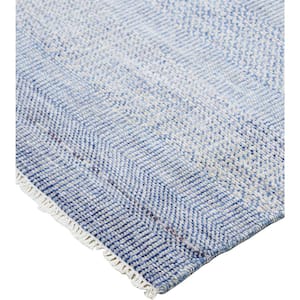 12 X 15 Blue and Silver Striped Area Rug