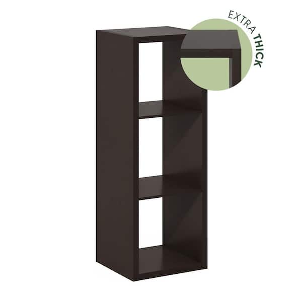 Furinno Cubicle 43.98 in. Tall Dark Oak Wood 3-Shelf Cube Bookcase
