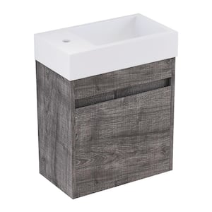 18 in. W x 10.24 in. D x 23 in. H Bath Vanity Set in Plaid Grey Oak with Vanity Top in White with White Basin