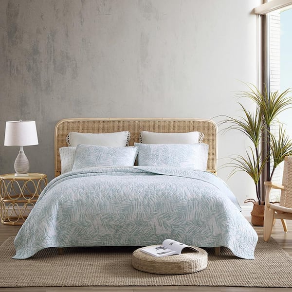 Palmday 2-Piece Blue Cotton Twin Quilt Set