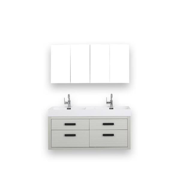 Streamline 47.2 in. W x 19.3 in. H Bath Vanity in Gray with Resin Vanity Top in White with White Basin and Mirror