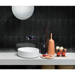 Black 4 in. x 12 in. Polished Marble Subway Floor and Wall Tile (5 sq. ft./Case)
